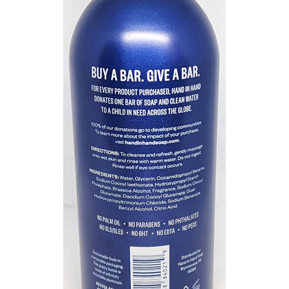 Hand In Hand Sustainable Suds Sea Salt Sweet Mint & Eucalyptus Body Wash - Picture 7 of 11